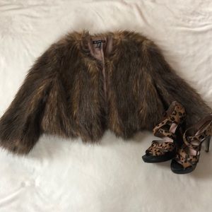 INC faux fur jacket.